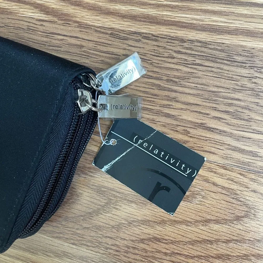 Relativity Zip Travel Card Wallet Black NWT
